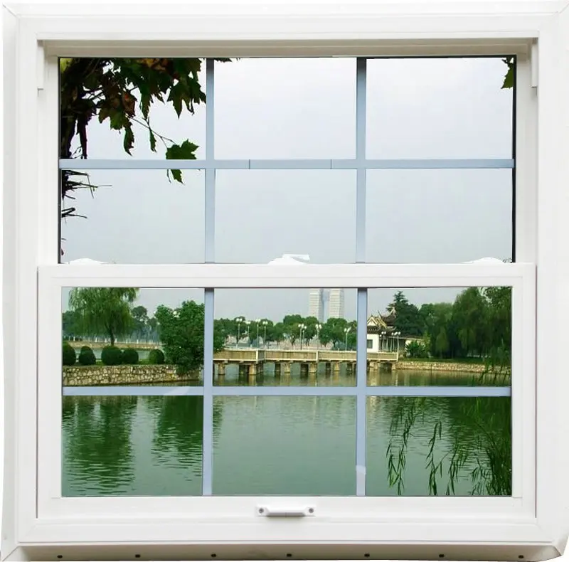 Hot sale Energy saving door and window PVC single hung window / lifting window with good soundproof and fire insulation
