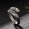 Retro 999 Sterling Silver Jewelry Thai Silver Exquisite Phoenix Ring Wear Peony Accessories Female Rings 2018 New