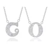 New Fashion Design Diamond Crystal Silver Initial Letter Pendant Chain Necklace For Women