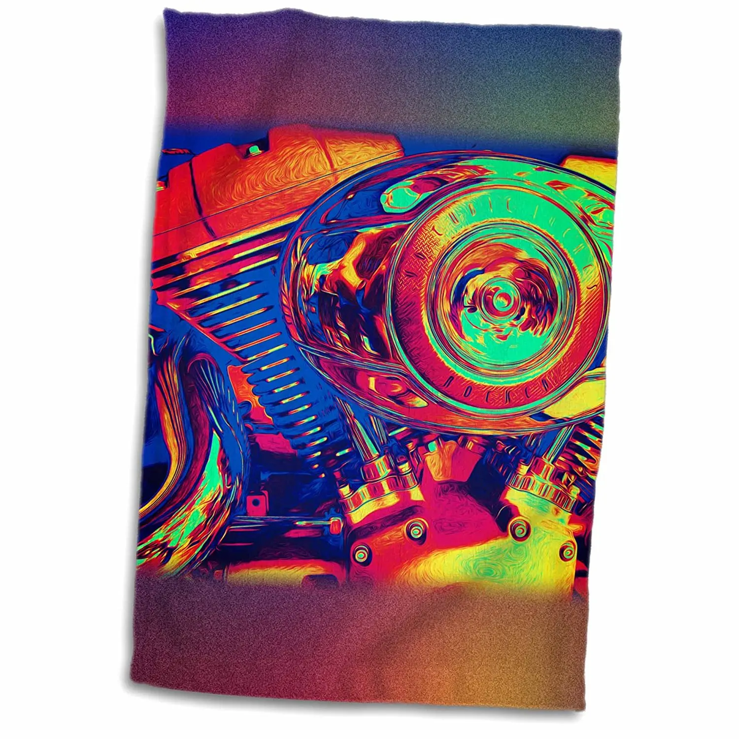 3dRose Phil Perkins - Graphic Design - Colorful Motorcycle Engine - artistic photo engine of a motorcycle - 12x18 Towel (twl_243428_1)
