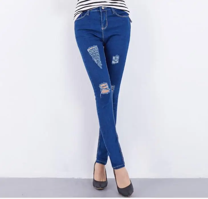 Alibaba Best Seller Summer Women Ripped Jeans Pants Ladies Tight Jeans ...