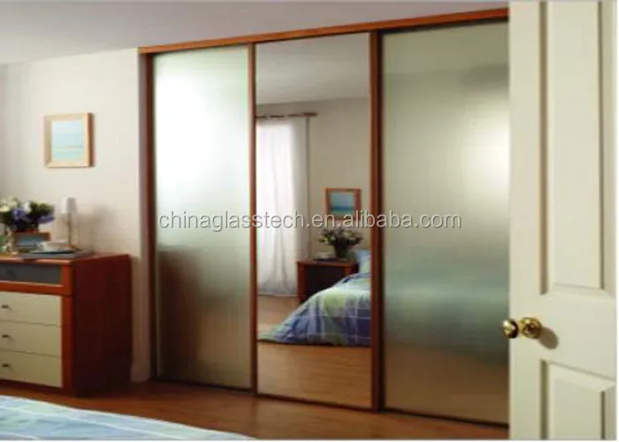 Aluminum Glass Interior Bedroom Wardrobe Sliding  Door 