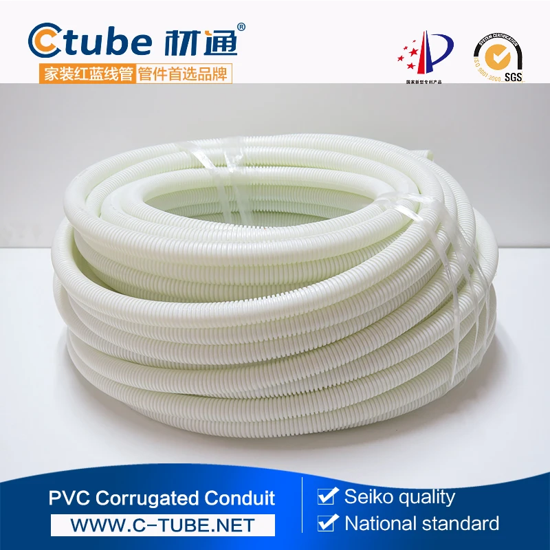 Cheaper Pvc Corrageted Tube 20mm 25mm White Plastic Flexible Pipe