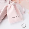 Personality pink velvet fabric jewelry drawstring pouch bag for ring storage