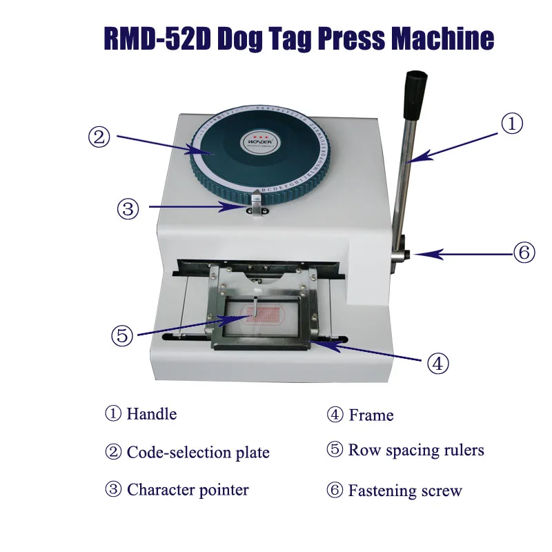 52 Characters Manual Dog Tag Embossing Making Machine Press Machine