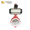 PTFE Coated lining split body pneumatic actuator wafer butterfly valve