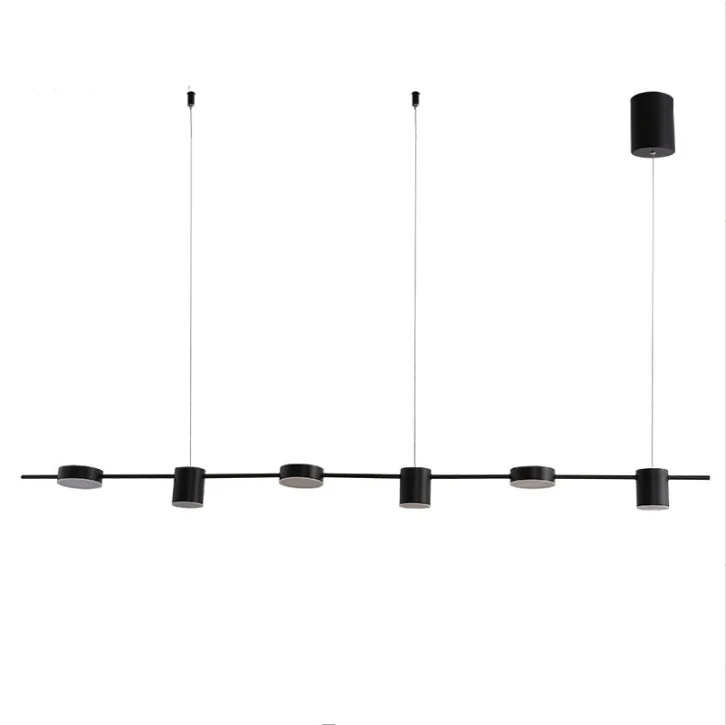 Modern Nordic design cafe aluminum simple bar black led hanging pendant light