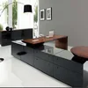 China manufacturer high glossy ebony veneer office executive desk with round table for visitor