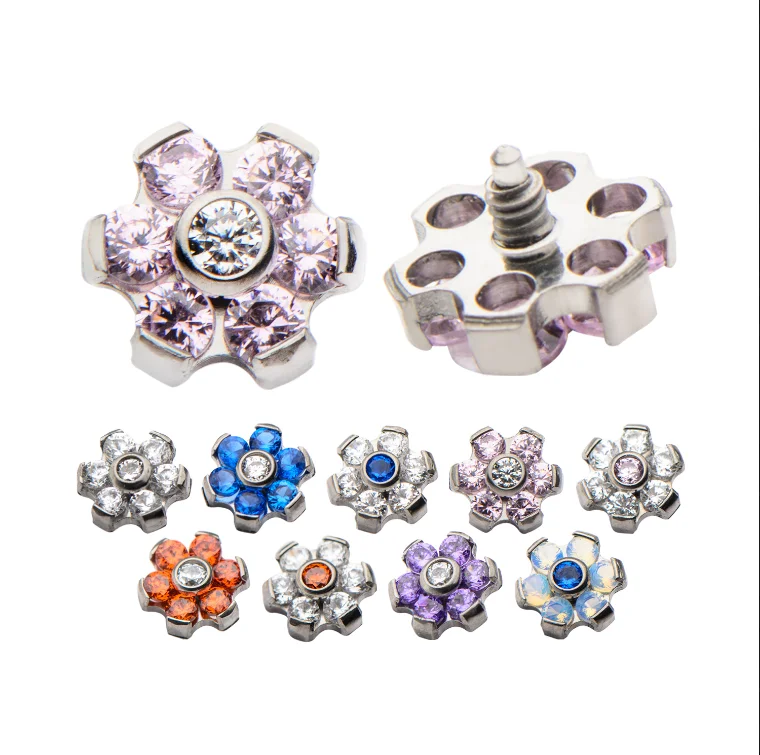 Flower Top Replacement Ends Body Piercing Jewelry 316l Surgical Steel