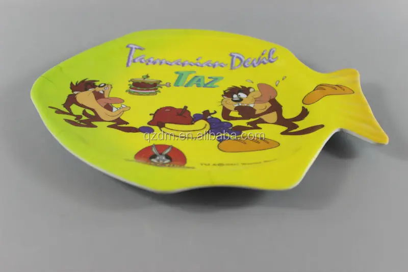 100% Melamine Fish Shape Dinner plate for Kid's