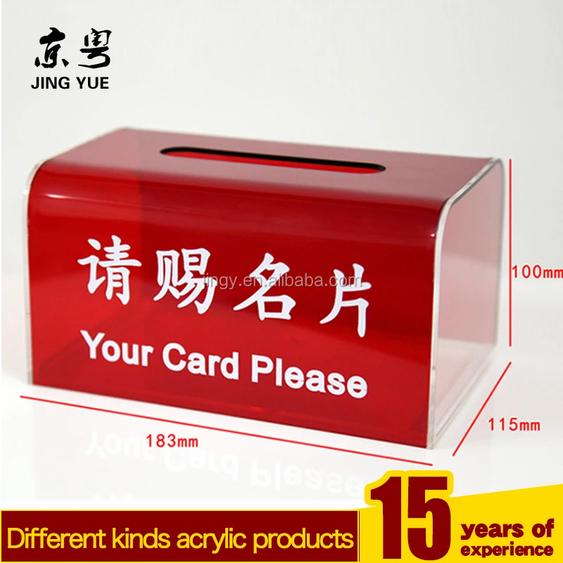 Factory Custom Red Square Office Desk Table Pmma Plexiglass Name Card