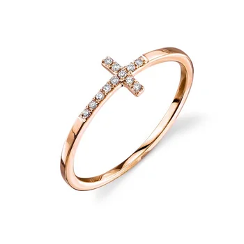 14k Rose Gold Jewelry Wholesale Cz Micro Pave Eternity Antique Cross Ring - Buy Antique Cross ...