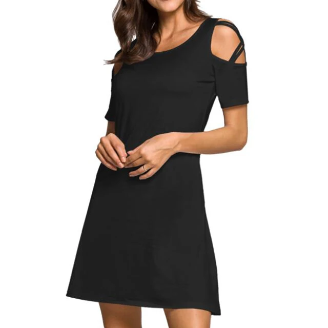 High Fashion Hot Sell Round Neck Strapless Belt Casual Woman Dress