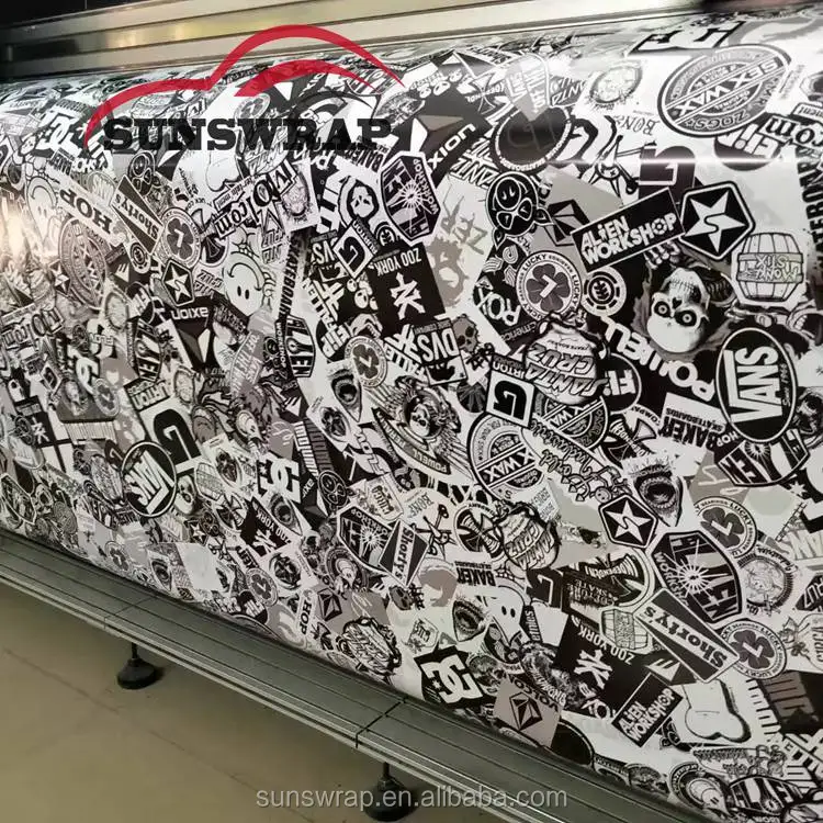 50x152cm Self Adhesive Car Sticker Bomb Wrap Sheet Panda Cartoon Graffiti  Decal