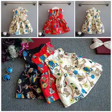 2016 New Fashion Princess Baby Girls Clothes Owls Branch Print Party Gown Formal font b Fancy