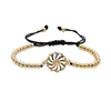 European Style Pop Fan blade Spiral Pattern design Bracelet Copper Adjustable Weaved Bangle Bracelet Beaded Charms Bracelet