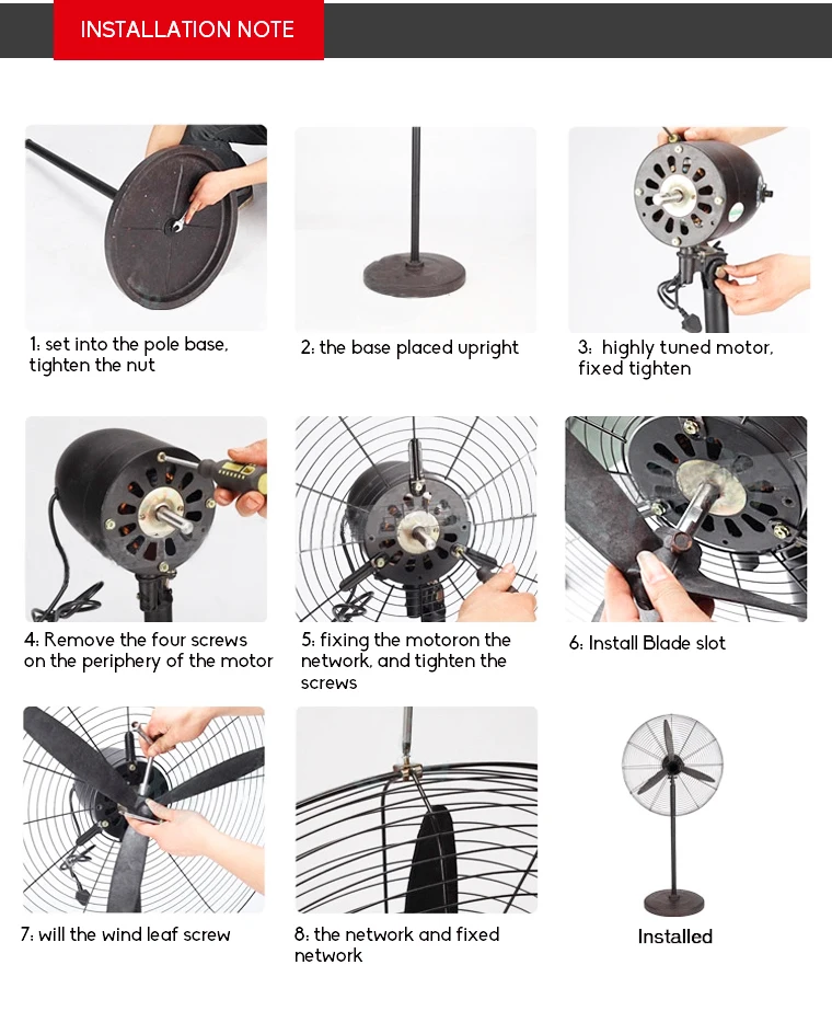 Strong Wind 26 Inch Industrial Fan Metal 26 Inch Industrial Stand Fan Iron Base 30 Inch