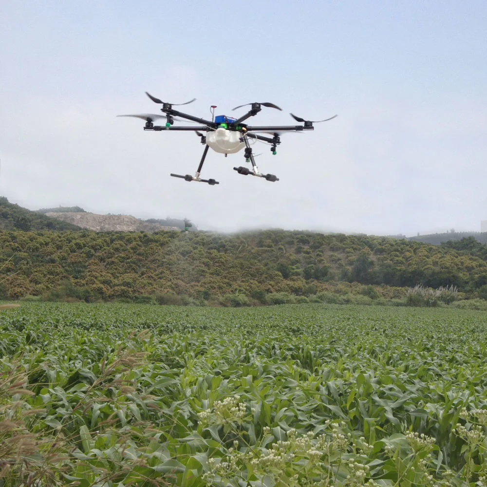 drone flying above a crop pfied