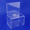 Wholesale Acrylic Charity Donation Box with Sign Holder and Lock, Clear Plastic Donation Box