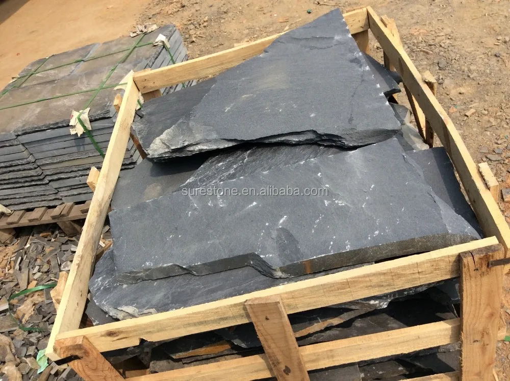 Irregular Black Slates Cheap Natural Slates Slabs,Uncut Irregular Slate
