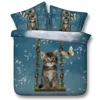 Cute little cat on a swing with butterfly 3d animal bedding set