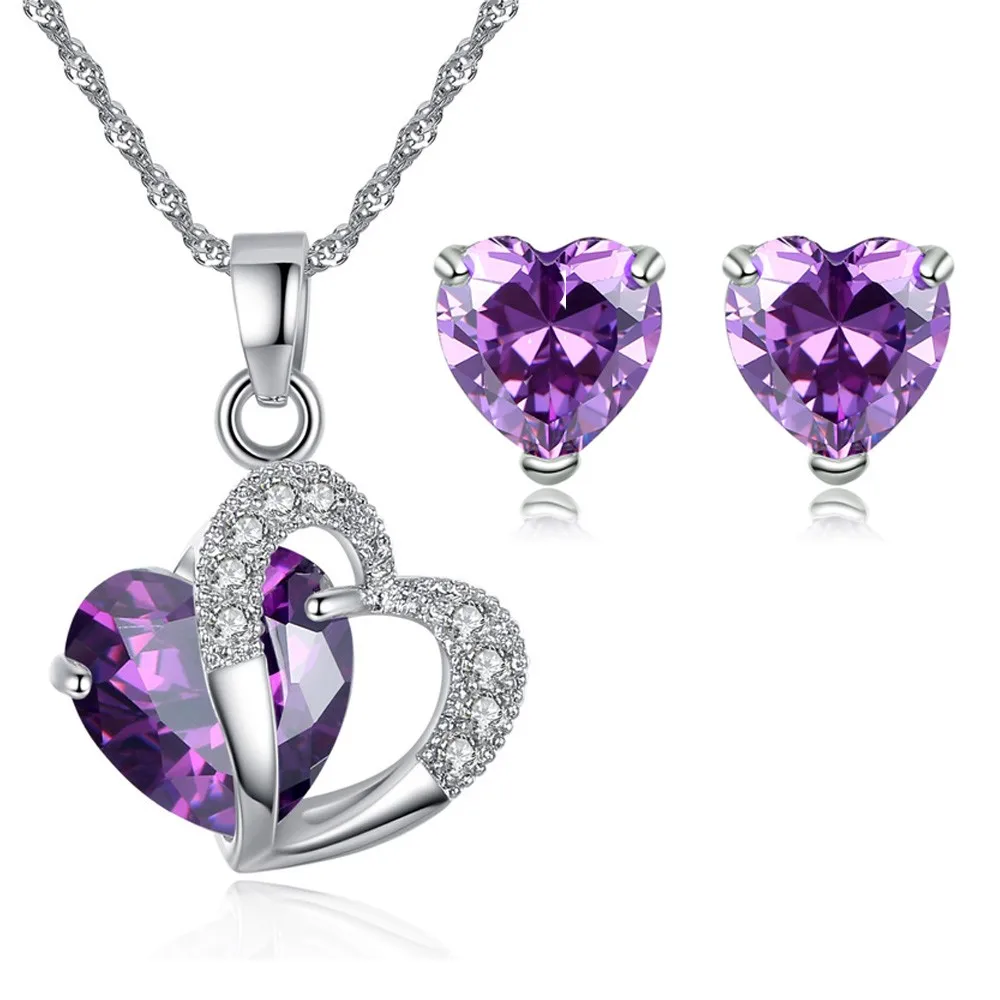 Valentine's Fashion Jewelry Sets Silver Aaa Cubic Zircon Cz Zircon Red ...
