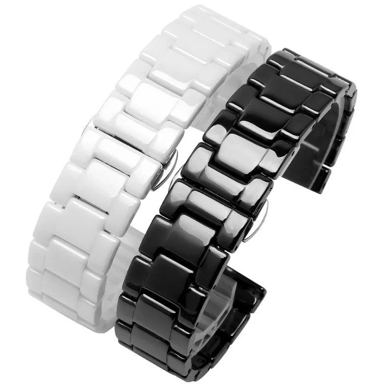 18mm 20mm 22mm Fabulous Full Ceramic Watch Belt Bracelet Deluxe Black