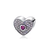 lyb05206 Retro silver 9.45*11.05mm heart cz gem stone bead charm