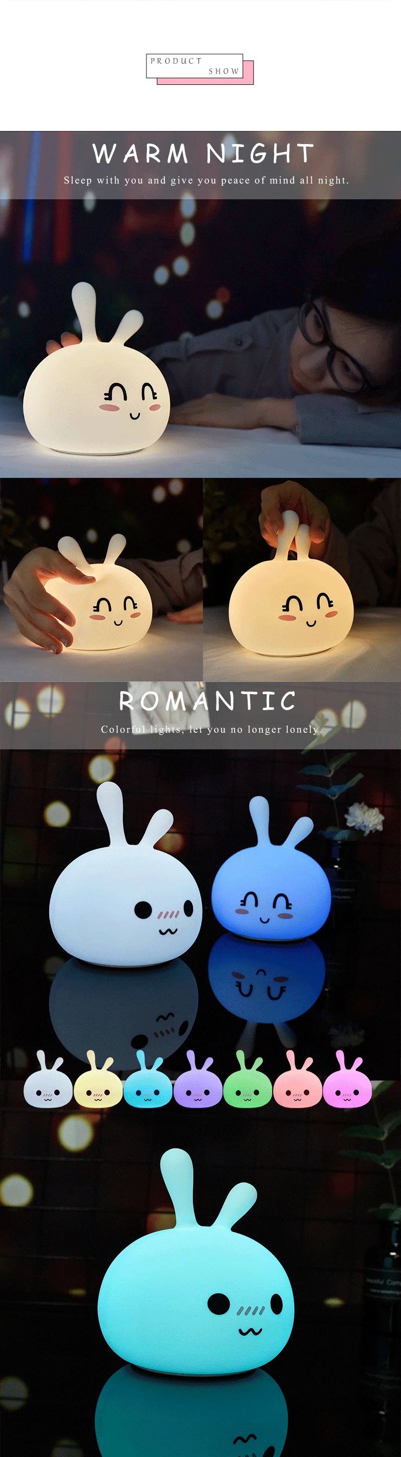 Multicolor Changing Silica gel Animal Decorative LED Night Light For Kids