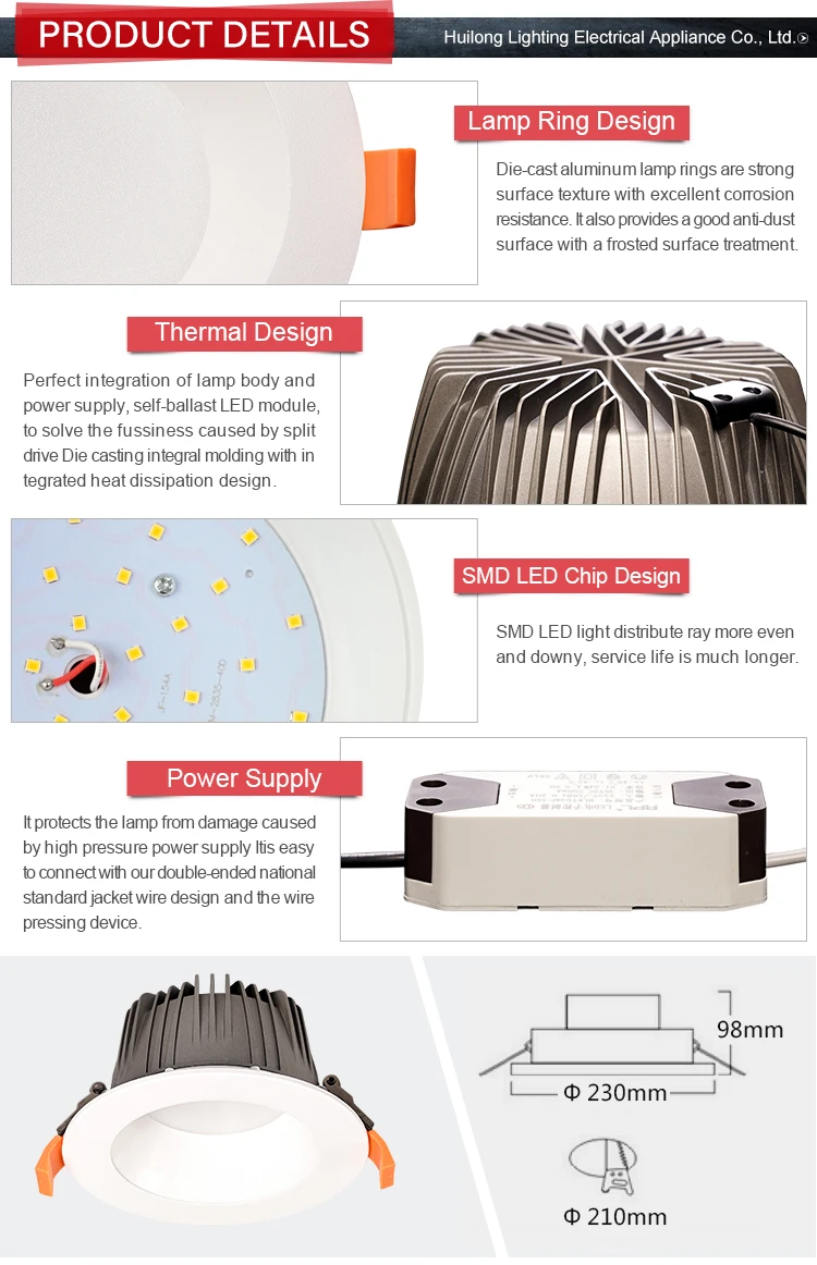 45W Led ceiling mini commercial hotel scoop slim gimbal tube fixture exposed recessed round surface mounted downlight