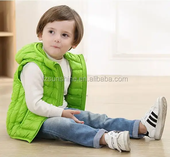 Hooded Down Vest Lightweight Foldable Down Children Duck Down Vest For