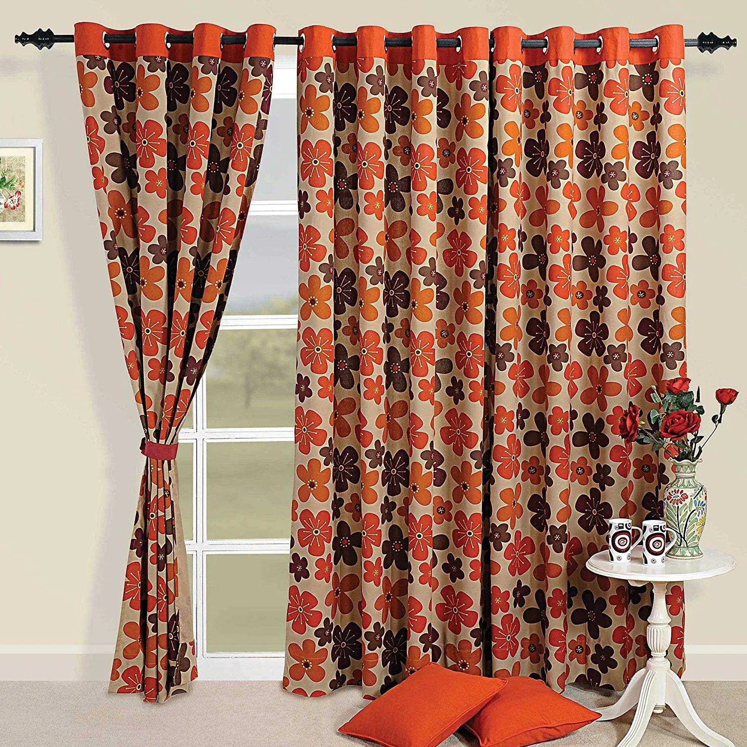 Cheap Brown And Orange Curtains