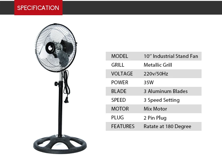 Etl Wholesale Price 10 Inch Industrial Mini Stand Fan 3 Aluminum Blades