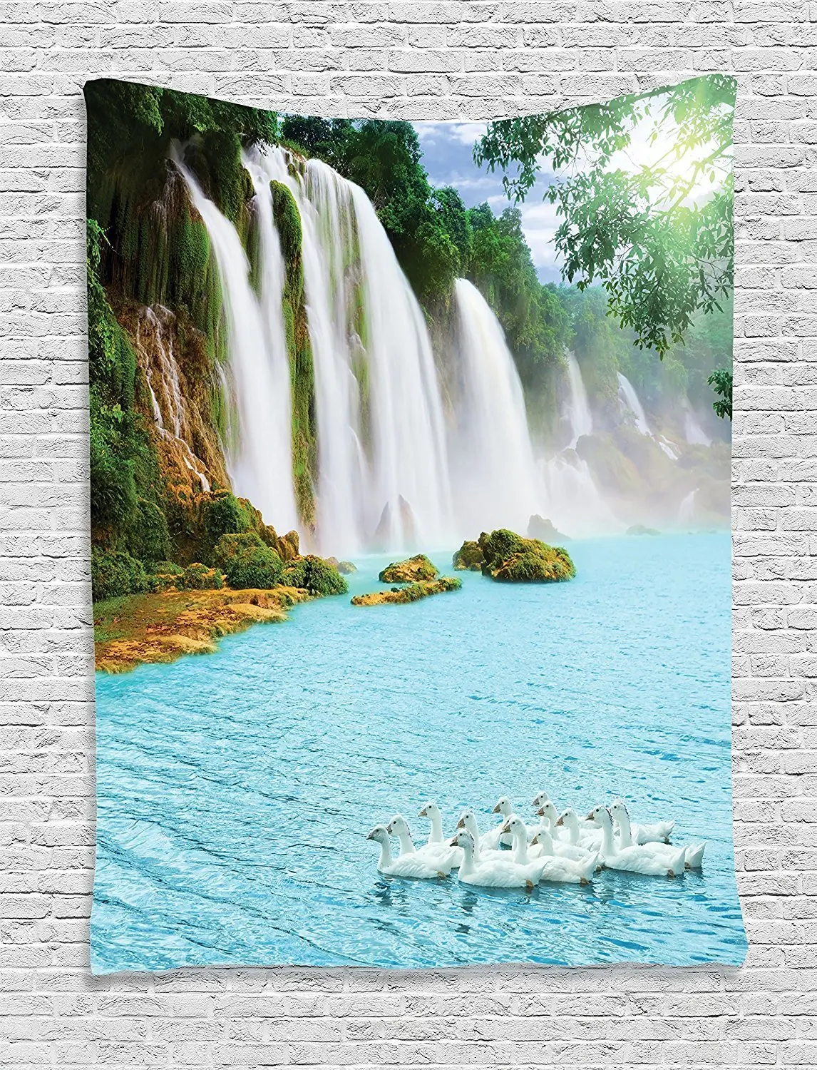 Tropical Jungle Waterfall Tapestry Wall Hanging Living Room Bedroom Dorm Decor