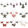 Cute Animal Sugar Skull Earrings And Pendant Necklace Jewelry Set Women Jewelry Cat Turtle Butterfly Horse
