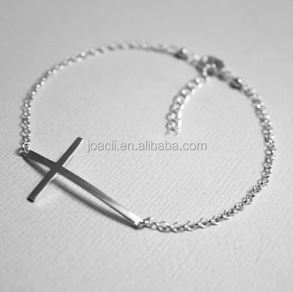 Joacii 925 Sterling Silver Cz Rose Gold Sideways Cross Charms Bracelet Jewelry Design For Girls And Women With Korut