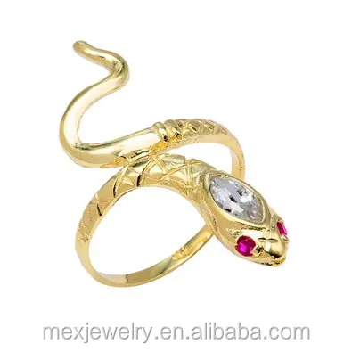 Tono Oro Anillo De Serpiente Diamante