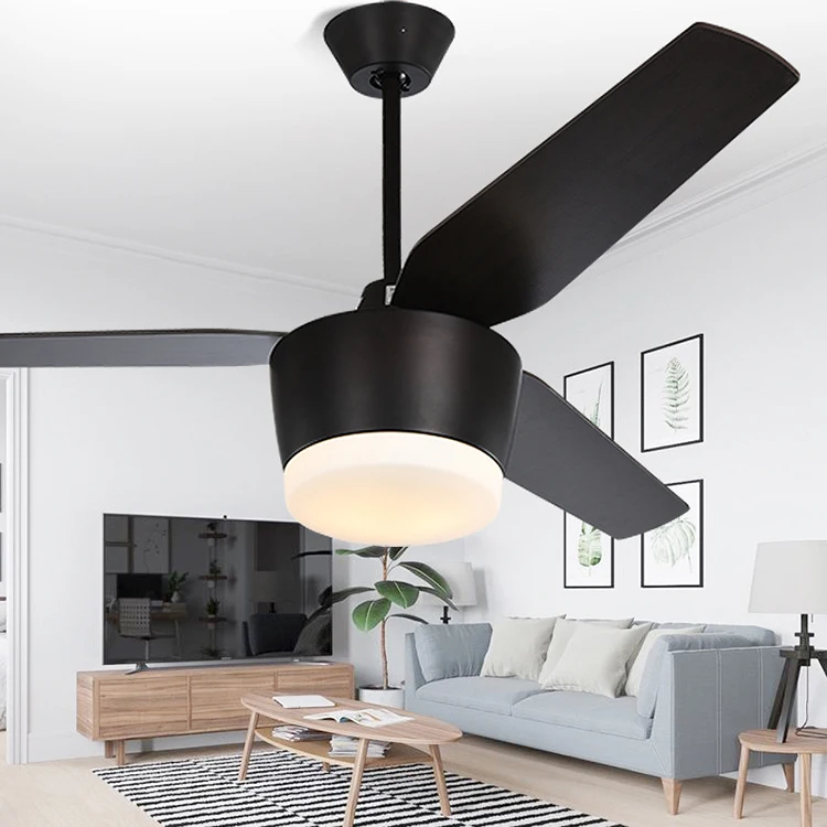 52 Inch Indoor Led 12W Remote Control Plastic Blade Ceiling Fan With Light