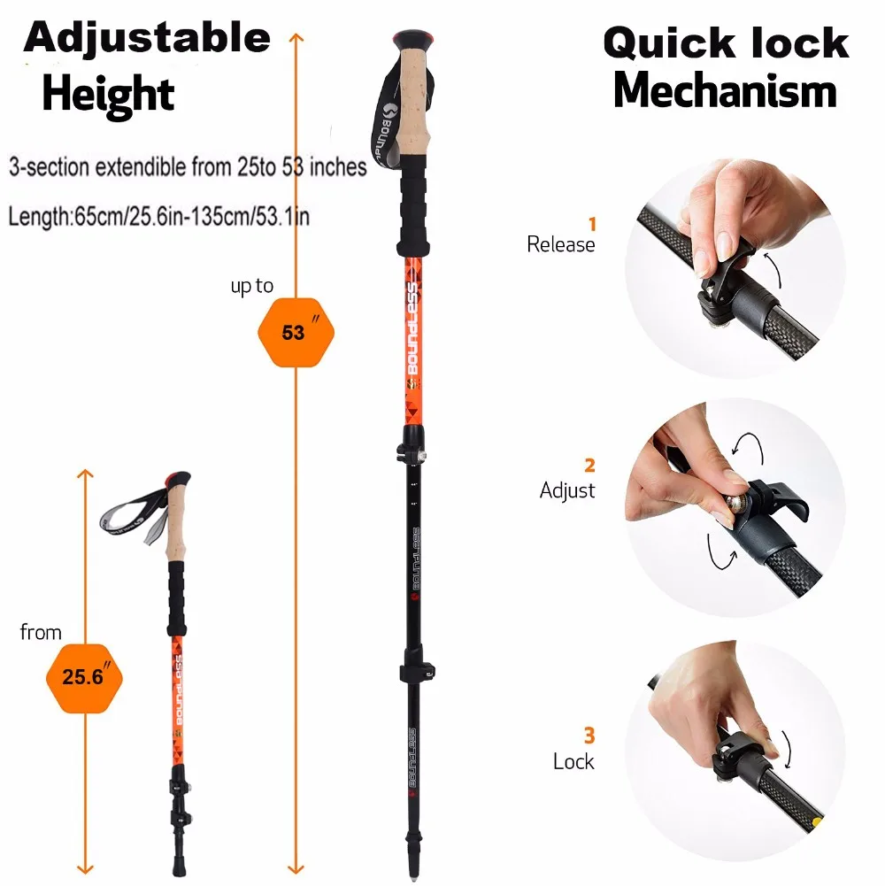 Best Hiking Poles Eva Handle Trekking Pole Telescopic Ultra Light Pole