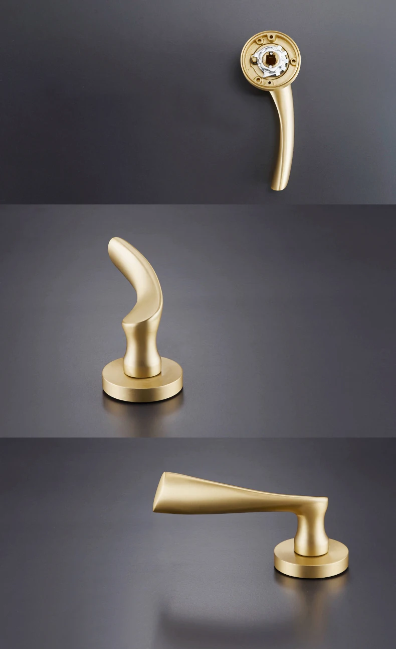 American Style Brass Door Handle Satin Brass Bedroom Door Handle Cl