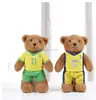 stuffed plush teddy bear with sport clothing/OEM plush bear with football team cloth
