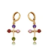 91903 xuping high quality fashion 18k gold color synthetic zircon women's drop earrings