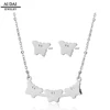 Stainless steel primary color earrings necklace children 's jewelry set