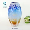 hand blown cloisonne blue and white plant chinese oval shaped decorative antique sandblast glass vase painting designs