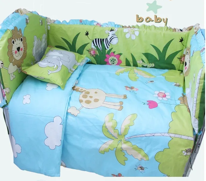 Promotion 7pcs Crib bedding baby crib bedding sets baby bedding sets bumper duvet matress pillow