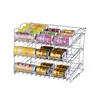 3-Layers Stainless Steel Stackable Can Rack Organizer with Six adjustable plastic dividers For Can Jars Beverage