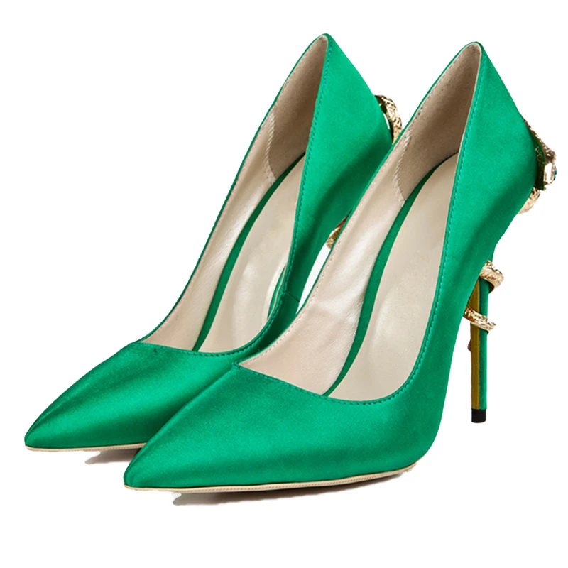 lime green satin shoes