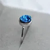High Quality 925 Sterling Silver Alloy Blue Crystal Natural Stone Ring for Women Drusy Druzy Rings
