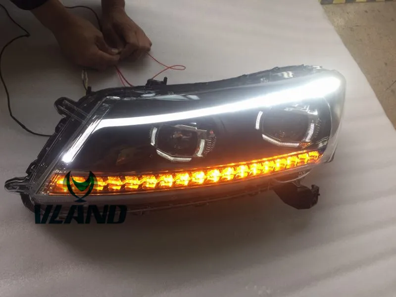VLAND factory accessory for Car Headlight for Accord LED Head light for 2008-2013 with moving turn signal+LED high beam light