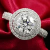 Luxurious 1 Carat Forever One Moissanite Diamond Engagement Rings Cluster Style 18K white gold Jewelry VS D color Au750 stamped
